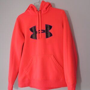 Under Armour Women's Hoodie Neon Pink Sweatshirt Big Logo Embroidery Size L